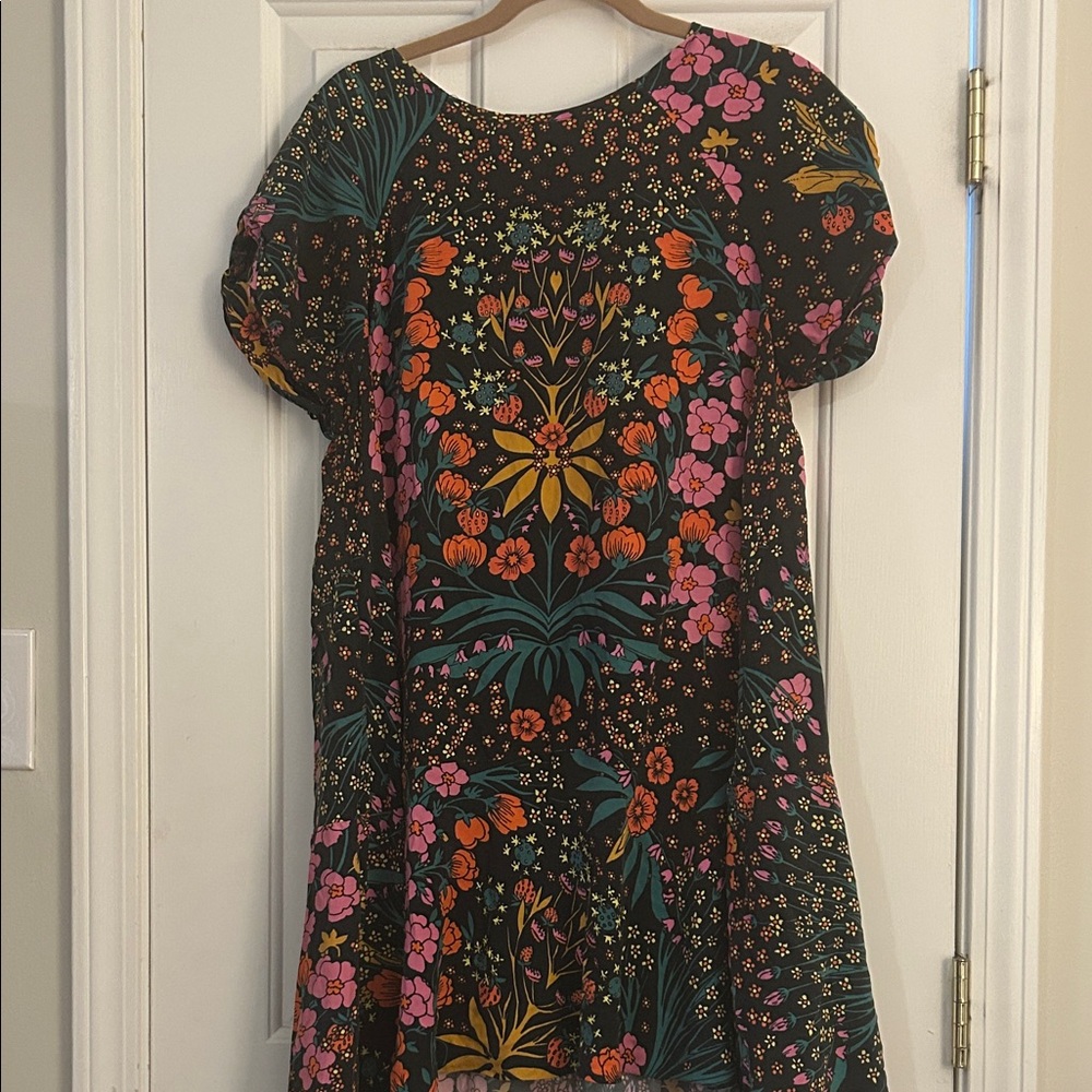 Floral Black Dress with Multicolor Design